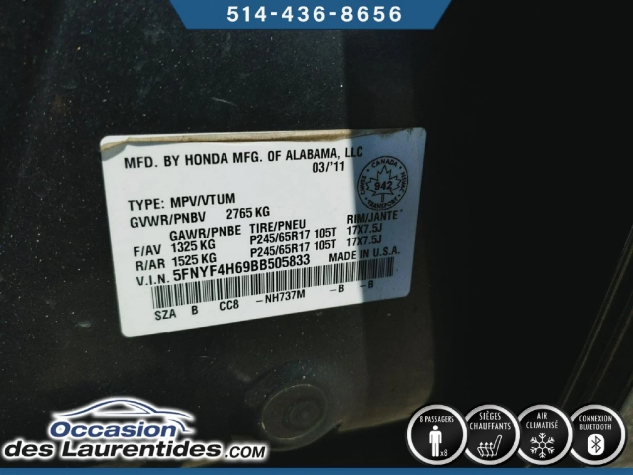 2011 Honda Pilot EXL Main Image